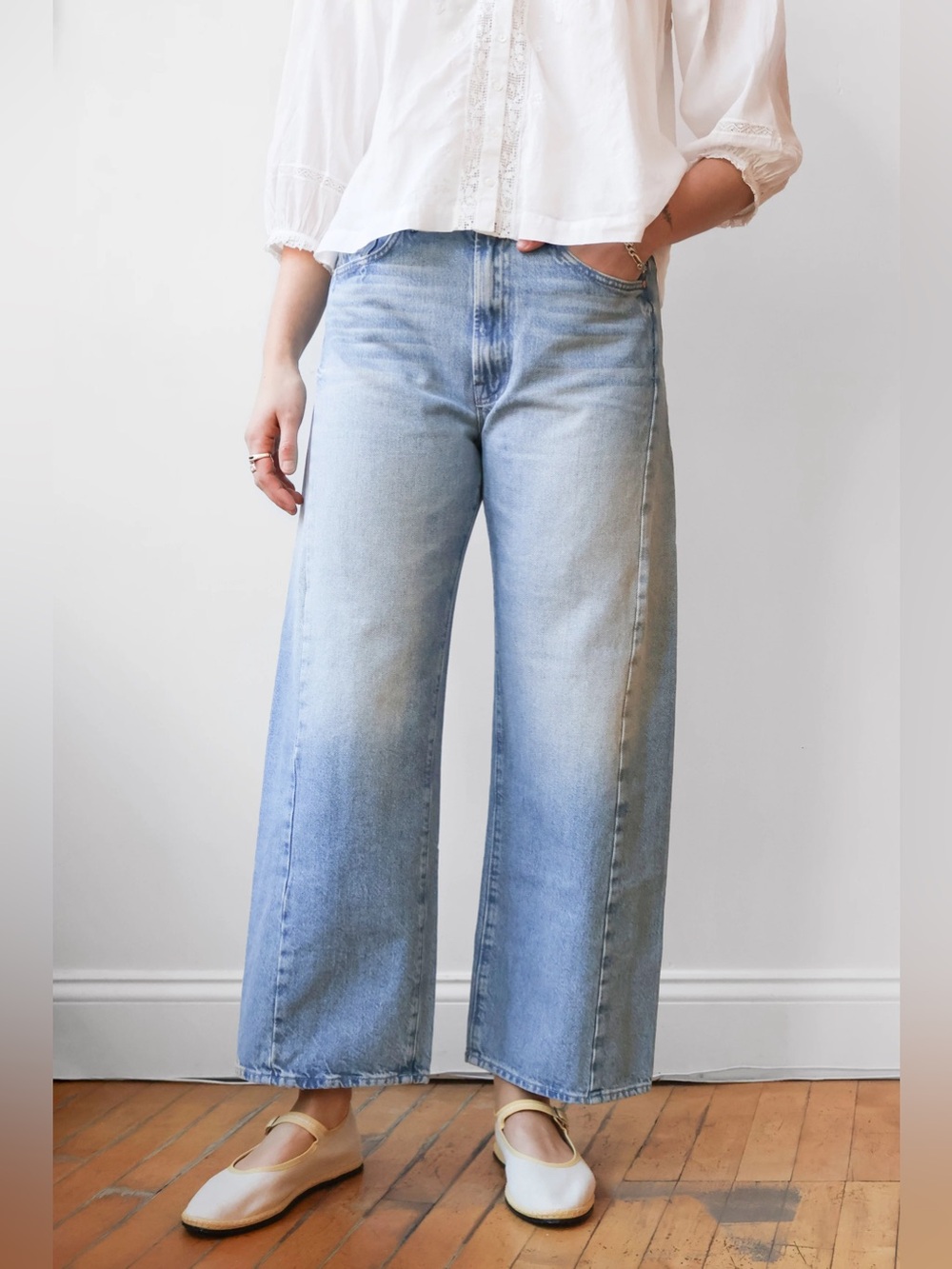 Mother 24 Half Pipe Ankle Jeans Light Wash This is How I Roll Barrel Leg - Picture 2 of 11